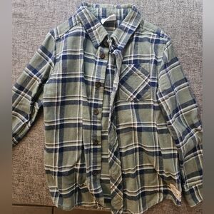 Cotton On Kids Plaid Shirt - Green and Blue
